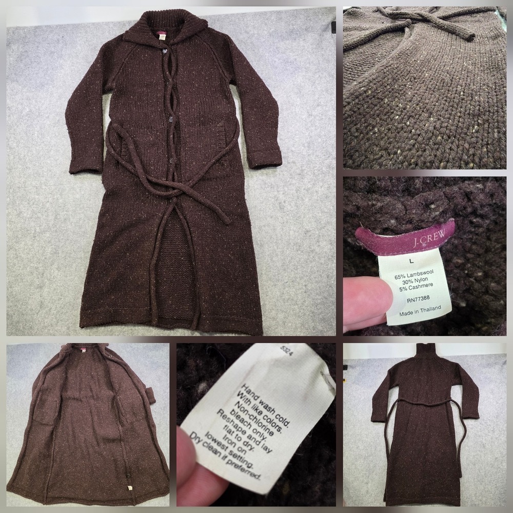 J. Crew Factory Long Brown Knit Duster Cardigan Coatigan with Belt